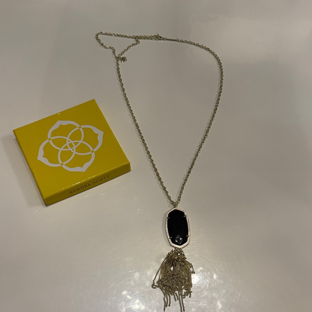 Kendra Scott Black and Silver Tassel Necklace